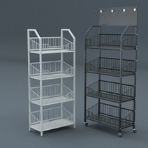 슈퍼마켓 진열대 편의점 선반 디스플레이 랙 마트 철제 수납, 블랙강화 60 x 27 x 151 풀리