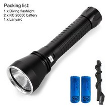 LED 수중랜턴 초고휘도 방수후레쉬 다이빙 해루질써치 써치라이트 선박 스쿠버 작업등, KC 배터리 사용, 백색광