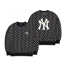 MLB 모노그램 올오버 오버핏 맨투맨 NY (블랙)