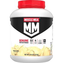 Muscle Milk 정품 단백질 파우더 바나나 크림 0.9kg(2파운드) 12회분 32g 설탕 4g 칼슘 비타민 A C & D NSF 인증 스포츠 에너자이징 간, 4.94 Pound (Pack of 1), Vanilla Crème