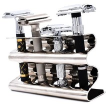 [미국정품매장] Parker Safety Razor 가성비 추천 Parker의 Double 엣지 세이프 면도날 스탠드 - 4개의 쉐이버를 담을 수 있습니다 파커 머커 길레트 및, Chrome