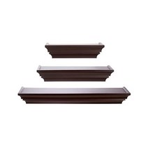 키에라 그레이스 매디슨 클래식 및 전통 장식 공학 목재 곡선 벽 선반 3개 세트 12