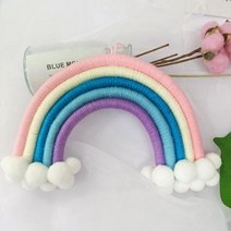 아이방 꾸미기 마크라메 무지개 모빌 인테리어 소품 벽 장식 신생아방 애기방, 블루
