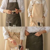 바리스타 앞치마 데님 린넨 코튼 꽃집 카페 커피숍 식당 작업용 키친 주방앞치마 주방용품, 올리브