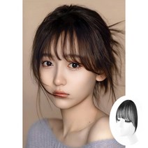 키라비 NEW 사이드뱅 앞머리 헤어피스 100% 인모 수제 똑딱이 붙임머리 HL201, HLK201-앞머리헤어피스A(자연검정), 1개