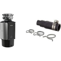 Moen GX100C Chef 시리즈 1 소음 감소 기능이 있는 HP 연속 공급 쓰레기 처리 전원 코드 포함 검은색 및 InSinkErator DWC-00 식기세척기 커넥터, 단일모델명/품번