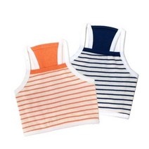 애견의류 블링독 심플한 스트라이프 나시탑 티셔츠, 네이비+S