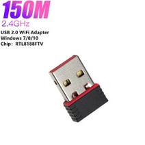 150Mbps RLT8188 무선 네트워크 카드 미니 USB WiFi 어댑터 LAN WiFi 수신기 동글 802.11 b/g/n PC 노트북 Windows 7/8 /10 용, 150Mbps RTL8188FTV