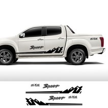픽업 바디 사이드 스티커 Isuzu Dmx D Mx 트럭 후드 뒷문 데칼 트렁크 비닐 커버 자동 튜닝, 15 Type 15_07 Matt Black