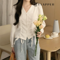 플래퍼 FLAPPER 셔링스트링블라우스_FB3SBL001C