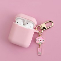 감각적인 에어팟케이스 실리콘 가죽 빈티지 명품 밍크 헤어 볼 키 체인 이어폰 케이스 apple airpods 1 2 블루투스 헤드셋 커버 귀여운 천사 꽃 장식, 에어팟 1 또는 2용 a18