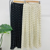 도트 주름롱스커트/땡땡이 /도트나염/주름롱치마/스판안감/플리츠치마/도트스커트/허리밴딩/고무치마/프리사이즈/밴딩치마