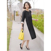 [조이마담] ON1318 진주소매 플리츠배색 원피스 엄마옷