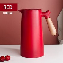 스팀피처 라떼 밀크저그 눈금 1l 대용량 보온 주전자 보온병 가정용 보온병 주전자 열, 빨간색