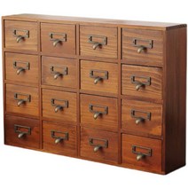 약장 미니 서랍장 16칸 전통 고가구 다기능 서랍, 오래된 색상의 16개 서랍