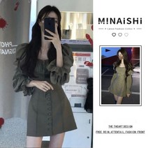 가을 데이트 트위드원피스 돌잔치 하객룩 상견례 추석 미니 드레스 원피스 봄 의류 프레피 여름 허리 포옹 슬리밍 새로운 한국 시리즈 부드러운 슈퍼 핫 단어 칼집 짧은 치마