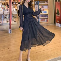 르엠마 로라 도트 셔링 스모크 봄 원피스