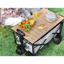 캠핑카트 웨건 캐리어 수레 접이식 테이블 상판, 경량모델-콜블랙(솔리드유니버설휠)
