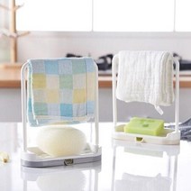모던 화이트 행주 건조대 수세미 걸이 비누 받침대 다용도 거치대 소품 정리대 핸드 타올 수건 걸이대, 그레이