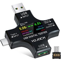 USB 테스터 측정기 2-in-1 USB C 전류 측정기 LCD 디지털 멀티미터 전류계 전력계 전압 전압계 전류 전력 용량 작업 시간 감지기(OTG 어댑터 팩)-27011