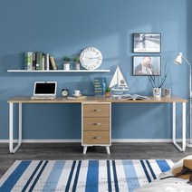 장인가구 그랑 서랍 책상세트, 04. 트윈 2400 서랍형책상세트, 오크