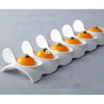 분자요리그릇 도자기 캐비어 디저트 그릇 세트 특이한그릇 도자기수저 플레이팅 플레이팅접시, 6개 세트