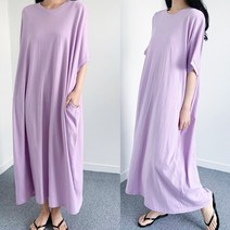 민트위니 여성용 오버 롱 원피스 빅 박스핏 빅사이즈 면 코튼 반팔 홈웨어