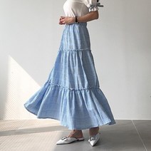 조르주 체크 롱 스커트(2col)