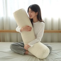 집콕 순면 원형 바디필로우 냉감 롱쿠션 안고자는 긴베개, 화이트그레이