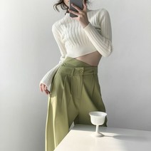 ZDD 여성 언발 슬랙스 와이드팬츠 롱 통바지 무지 심플 데일리룩 빅사이즈 봄가을