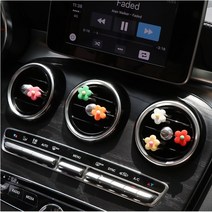 귀여운 송풍구 악세사리 미니꽃장식 디퓨저 석고방향제 플라워 차량인테리어 자동차소품 꾸미기, 화이트