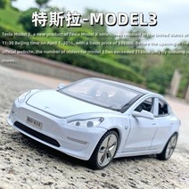 Tesla 자동차 다이캐스트 모형 커튼 스틸 합금 키덜드 미니카 미니어처, 단일사이즈, 모델 3 화이트