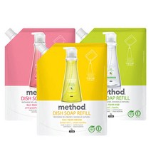 메소드 주방세제 레몬 리필 1L+핑크그레이프+바질, 주방세제 리필1L 레몬+핑크그레