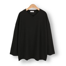 [오버나인] 여성 브이넥 박스 오버핏 링클프리 티셔츠