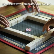 미니 마작 테이블 게임 가족 수집 세트 144 타일 2 주사위 1 스토리지 파우치 파티 여가 시간