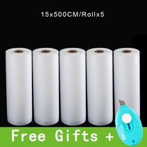 진공기 진공 식품 보호기 실러 가방 롤 12/15/17/20/25/28/30cm x 500cm 고기 과일 야채 견과류 Sous Vide, 06 15x500CM 5 Rolls