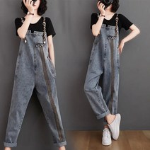 오버사이즈 여성 멜빵 여성 가을 캐주얼 날씬한 팬츠 와일드 할렌 데님