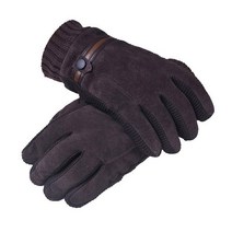 스웨이드 겨울방한 가죽장갑 등산 자전거 캠핑, 버클배색 브라운