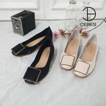 [쎄레스] SCR7051 천연가죽 리디아 스퀘어장식 플랫슈즈