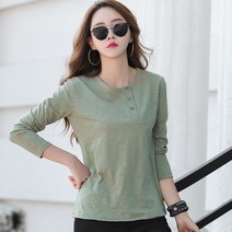 뉴욕멋쟁이 사이드 버튼 여성긴팔티셔츠