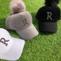 로로얼로이 여성 겨울 블링블링 R 보석 퍼 방울 골프 모자 세..., 선택:화이트