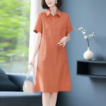 마원피스 여름 여성의류 2022 엄마 와이드 루즈핏 캐쥬얼 고급 린넨 셔츠