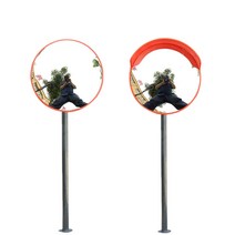 도로반사경 주차장 광각 거울 코너 충돌 예방 80cm 도로 고속도로 회전 미러 실외 및 실내 교차로 요철 표면 반사경 트래픽 하이빔, 아연 도금 2m 파이프