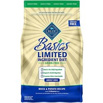 대용량 강아지사료 건식 블루 버팔로 블루 베이직 스킨 앰프 위 케어 천연 대형견 그레인 프리 덕 앰프 감자 건조 개밥, 4파운드(1팩)