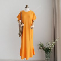 오브원 아메르 비스코스 니트 플레어 롱 원피스