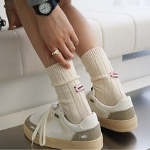 [크림베이지] 핑크라벨 캐주얼 데일리 여성 양말