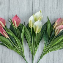 안수리움부쉬 47cm 조화 꽃 장식 소품, 연핑크, 연핑크