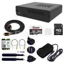 공냉쿨러 DeskPi-2G/4G Jetson 나노 케이스 알루미늄 합금 방열판 PWM 냉각 팬 NUC 스타일 홈 어시스턴트, Antenna Kit