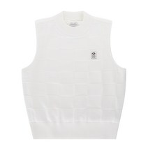 PIGC 여성 블록 자카드 패턴 베스트 화이트 (LFC440131), 095
