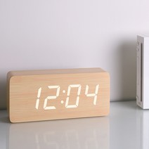 클릭세상 직사각 탁상시계L (D6016) 디지털, 옐로우우드화이트LED